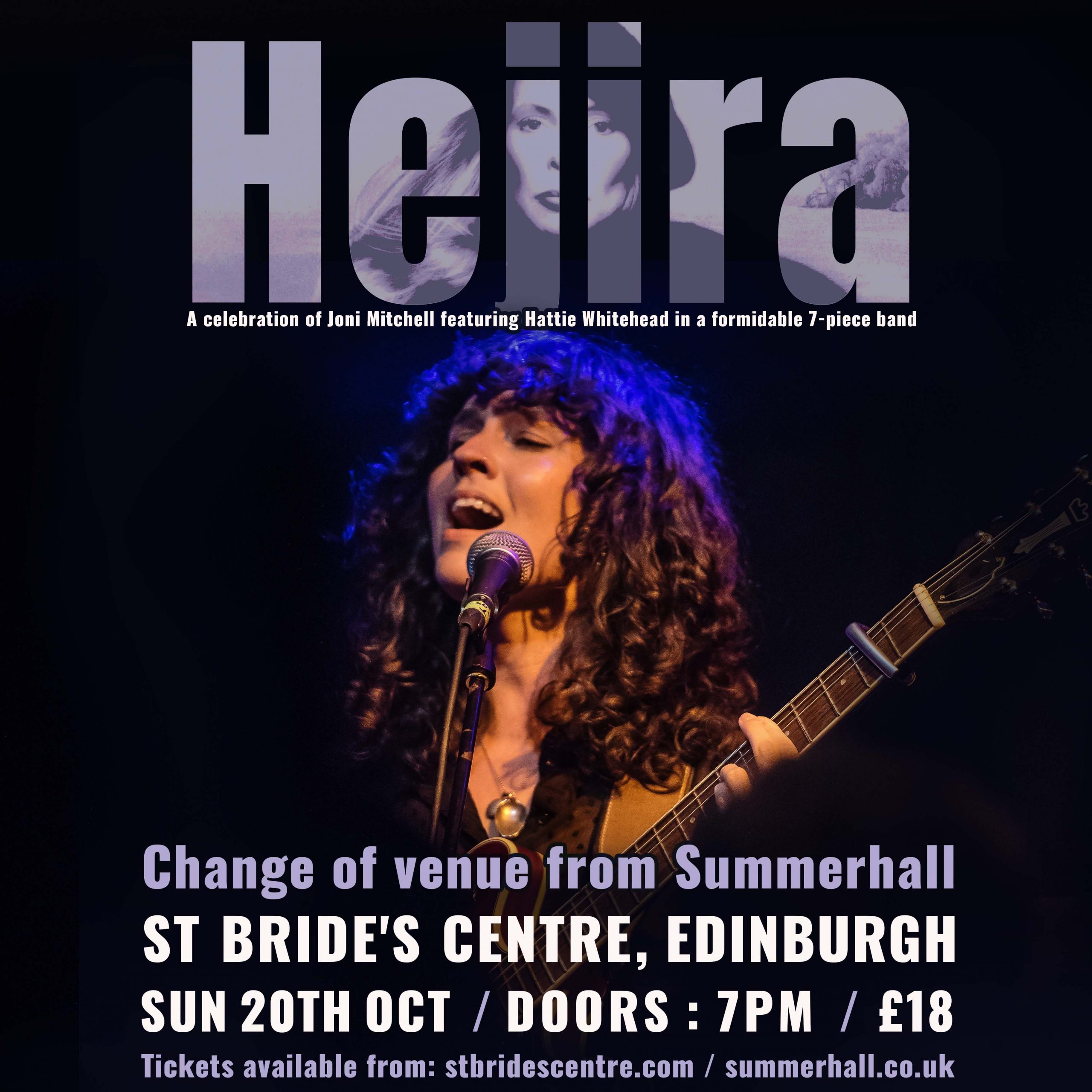 Exciting new show just announced for the 20th October: Hejira – Celebrating Joni Mitchell’!